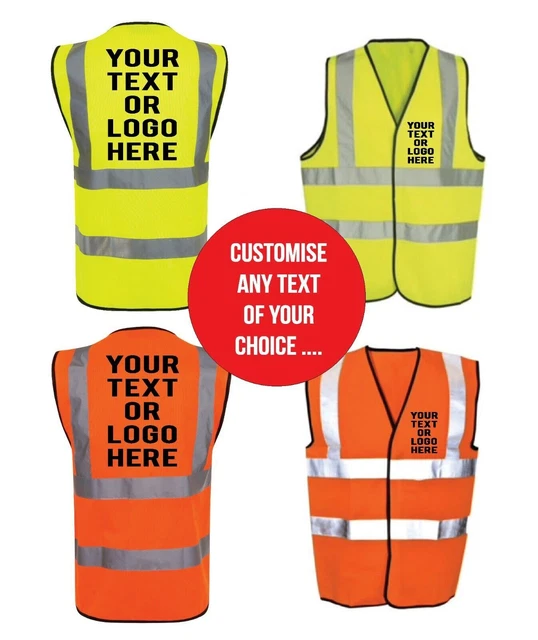 Custom Hi Vis Vest Personalised Printed Hi Viz High Vis Safety Vest Waistcoat