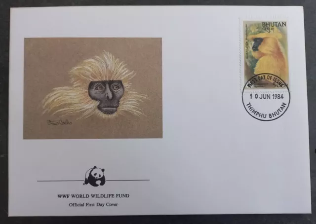 1984 Bhutan World Wildlife Fund FDC ties 50Ch Stamp cd Thimphu