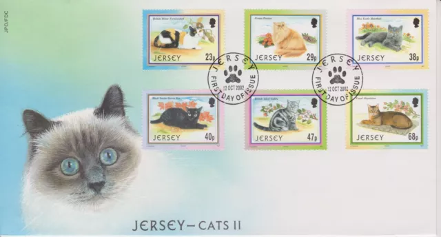 Unaddressed Jersey FDC First Day Cover 2002 Jersey Cats II Set