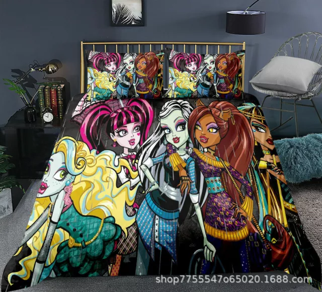 Monster High 3D Set Bedding Set Duvet Cover & Pillowcase Single/Double UK D1 2