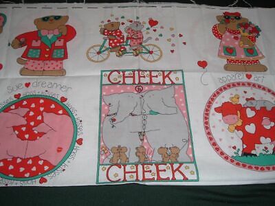 Aplique de colección Sue Dreamer San Valentín cerdos y besos panel de tela edredón costura 18x44#wd