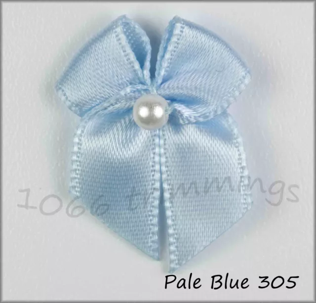 Satin Ribbon Bows With Pearl Bead 15 50 or 100