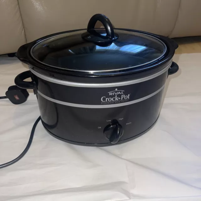 Original Rival Crock Pot Stoneware Cooker Black Slow Cooker Warmer