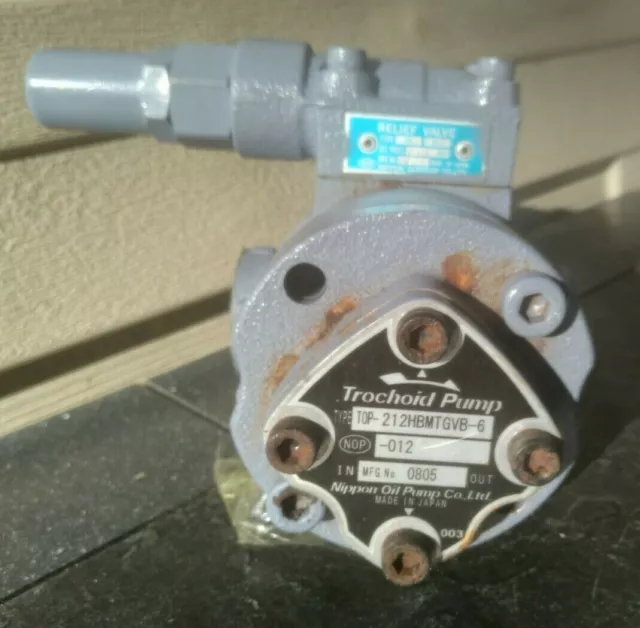 Nippon Oil Pump Co. Trochoid Pump TOP-212HBMTGVB-6 with 2VBH Relief Valve