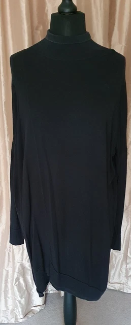 ALL SAINTS BLACK Cecily Cold Shoulder Jumper Dress Size Large