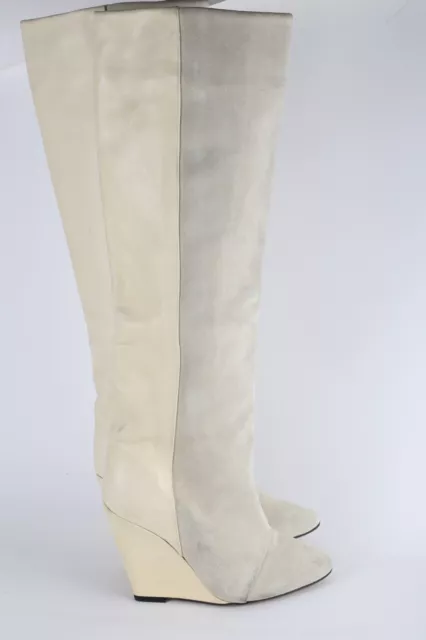 ISABEL MARANT PRESCOTT Off White Suede Leather Wedge Boots Size 37 $399 ...