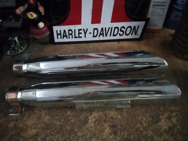 Harley OEM CHROME EXHAUST SLASH CUT 15" SOFTAIL CUSTOM CHOPPER EVOLUTION FLST FX