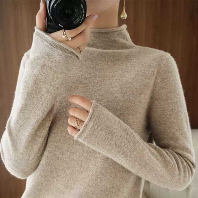 Women Turtleneck Cashmere blend Sweater Women Knitted Long Sleeve Fashion