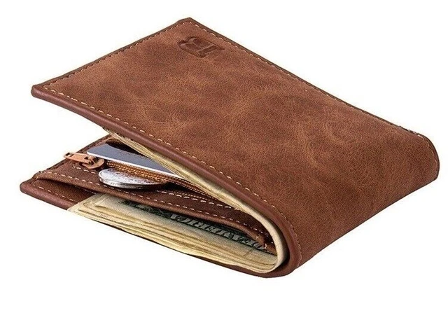 2020 New Fashion PU Leather Men Wallet With Coin Bag Zipper Small Money