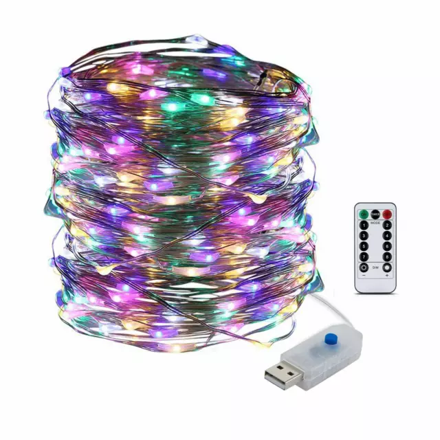 5-20M 50/100/200LED Copper Wire Party USB Twinkle LED String Fairy Lights Remote
