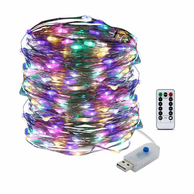 USB Twinkle LED String Fairy Lights 5-20M 50/100/200LED Copper Wire Party Remote