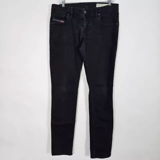 Diesel Grupee Super Slim Skinny Low Waist USA Womens 31x32 Black Denim Jeans