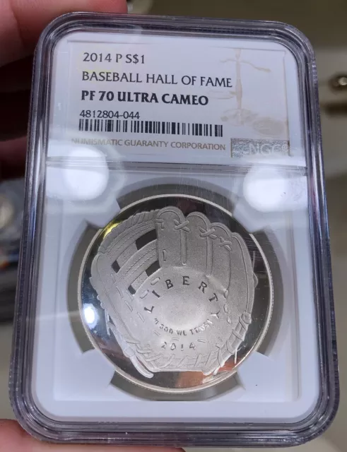 2014-P Silver Dollar Baseball Hall Of Fame One Ounce Silver Round NGC PR70DCAM