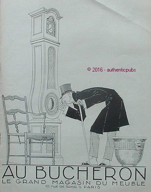 Publicite Au Bucheron Pendule Signe Rene Vincent De 1926 French Ad Pub Art Deco