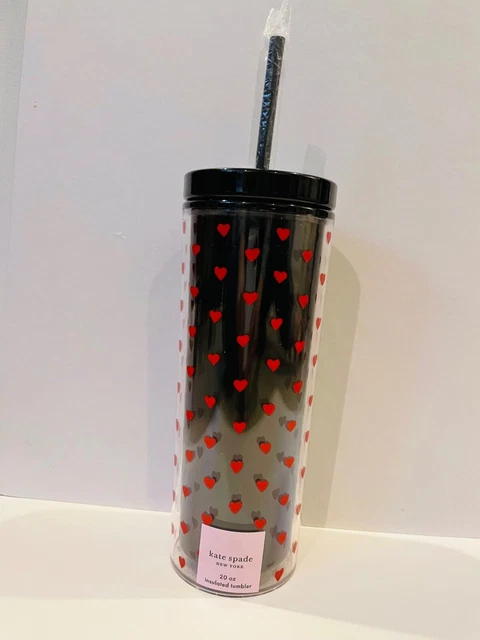 Kate Spade Mini Hearts Travel Tumbler With Lid & Straw 20 oz, BPA-free, acrylic