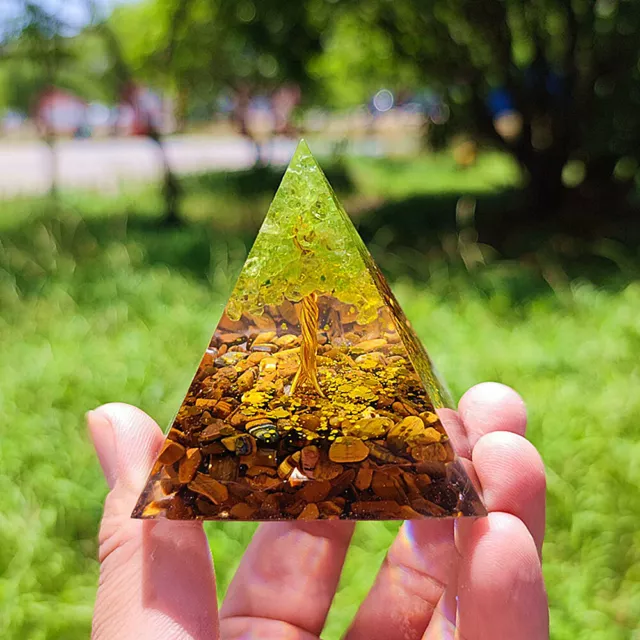 Citrine Crystal Healing  Pyramid Chakra Energy Orgone Stone Ornaments