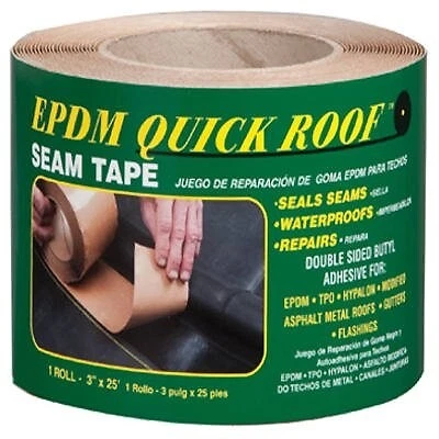EPDM Roof Seam Tape, Black EPDM, 3-In. x 25-Ft. -BST325
