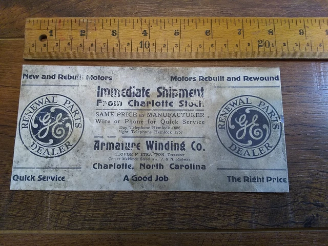 Armaiure Winding Co. Charlotte North Carolina.  advertising Ink Blotter (G14)