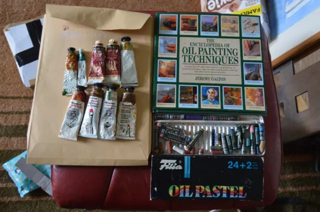 Artists Oil Paint Tubes & Pastels + Jeremy Galton Oil Painting Techniques Book