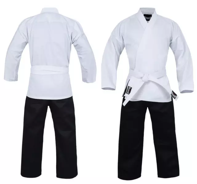 New DRAGON Karate GI Martial Arts Salt & Pepper Uniform  (8Oz) Kids to Adults Si