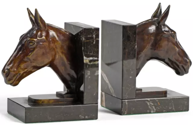 Bookend Books Horses Bronze Signed Max LE VERRIER Art Deco Vintage Horse Antique