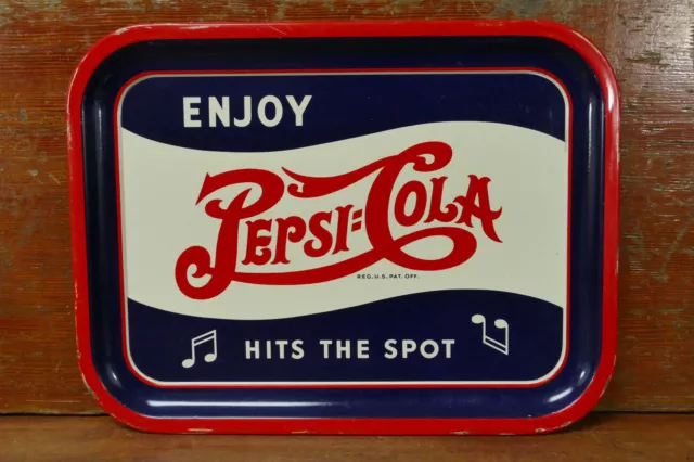 Original Vintage 1940's Pepsi Cola Double Dot Soda Pop 14" Metal Serving Tray