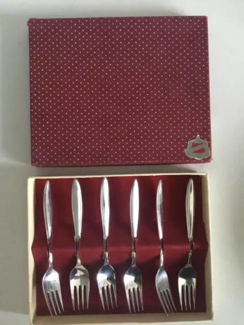 SET OF 6x VINTAGE RODD BALLERINA PATTERN EPNS SILVER PLATE CAKE or SWEET FORKS