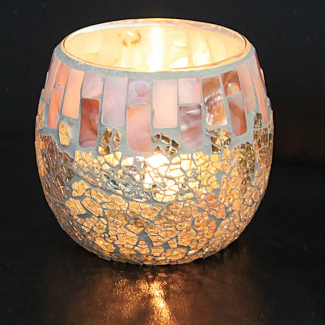 Handmade Mosaic Glass Candle Holder Jar Tealight Holders Vase Pen Holder