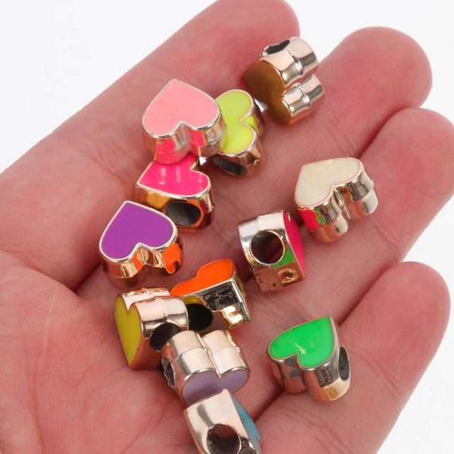 50 Pcs Peach Heart Big Hole Beads Gpmsign Bracelet Kit Resin Jewelry Necklace