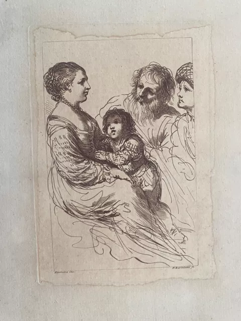 1764 Antique Print; Woman and Child by Bartolozzi / Guercino