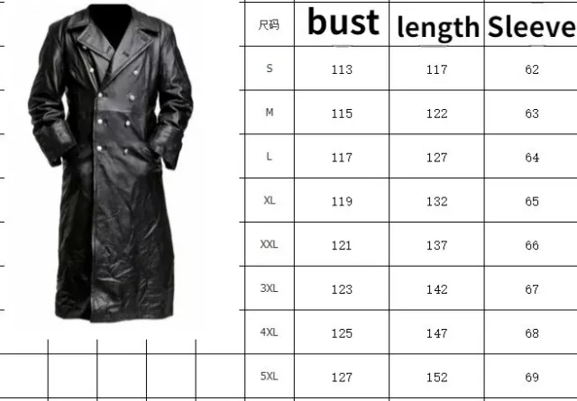 Men's German Classic Ww2 Military Uniform Officer Black Leather Trench Coat 2