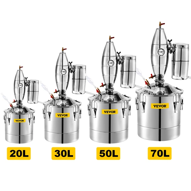 VEVOR 20L/30L/50L/70L Alcohol Still Beverage Distiller Boiler Wine Brewing Kit