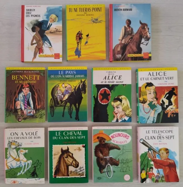 Lot de 11 livres enfant et adolescent, Bibliothèque Verte et Rose, collection Sp