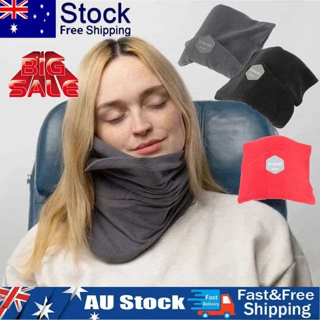 Portable Neck Travel Pillow Collar Brace Soft Support Trip Rest Sitting Nap RED