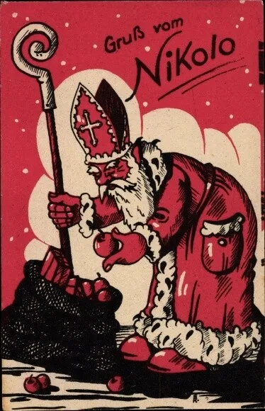 Ak Glückwunsch Weihnachten, Gruß vom Nikolo, Nikolaus mit... - 10560962