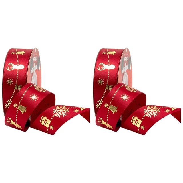 2x Haar Bogen Band Rollen Urlaub Weihnachten Band Weihnachten Verpackung Bänder