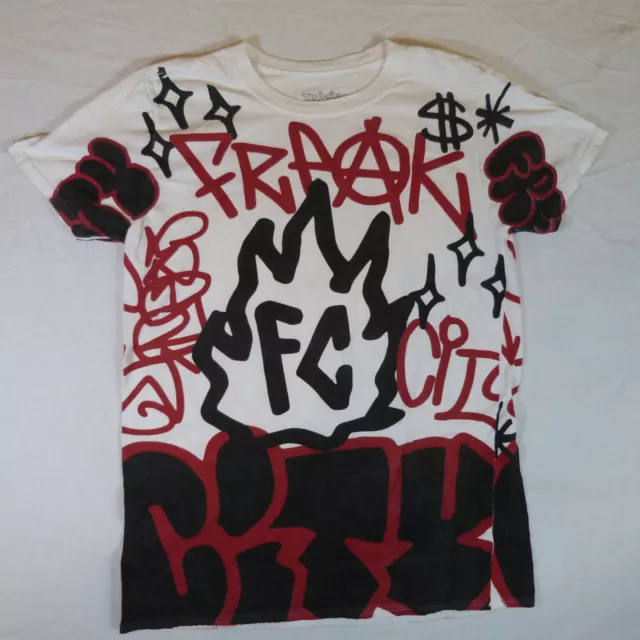 Freak City Mens Tee Medium Shirt Graffiti All Over Print White