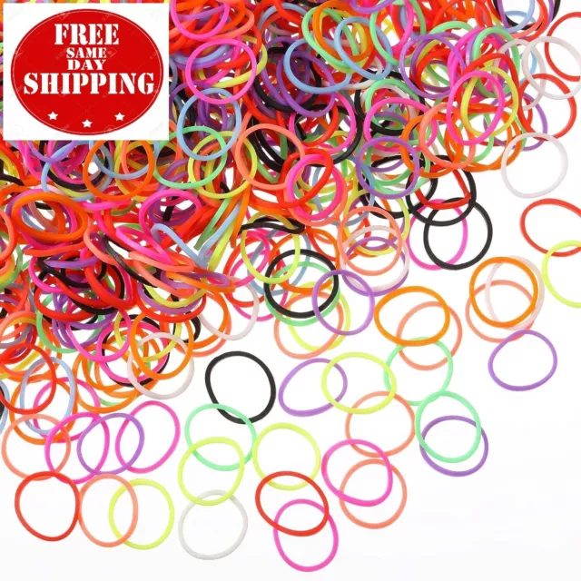 1000 Mini Rubber Bands Soft Elastic Bands for Kid Hair Braids Hair (Multicolor)