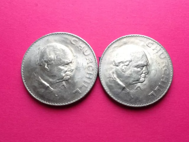 Two 1965 Winston Churchill Crowns. 1965. Commemorative Five Shillings 1965