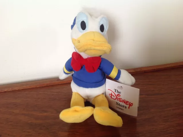 The Disney Store - Mini Beanbag Donald Duck Soft Plush Toy 24cm BNWT