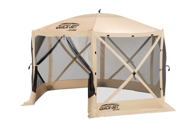 Clam Quick-Set Escape Portable Outdoor Gazebo Canopy, Tan (Open Box)