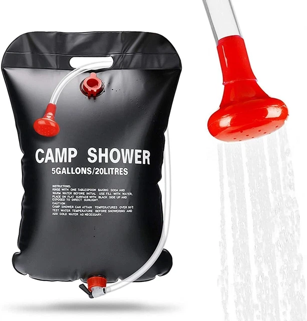 Douche Solaire 20 Litres Camping CROSS COUNTRY – Neuve (Sac, Tuyau, Crochet Inclus)