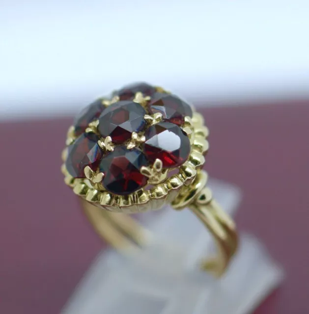 Antique Vintage Victorian Art Deco Solid Gold Ring Set With Garnet Jewellery