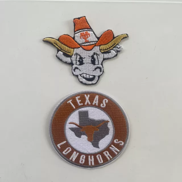 (2) Texas Longhorns Vintage Embroidered Iron On Patches Patch Lot 3” & 3” X 2.5”
