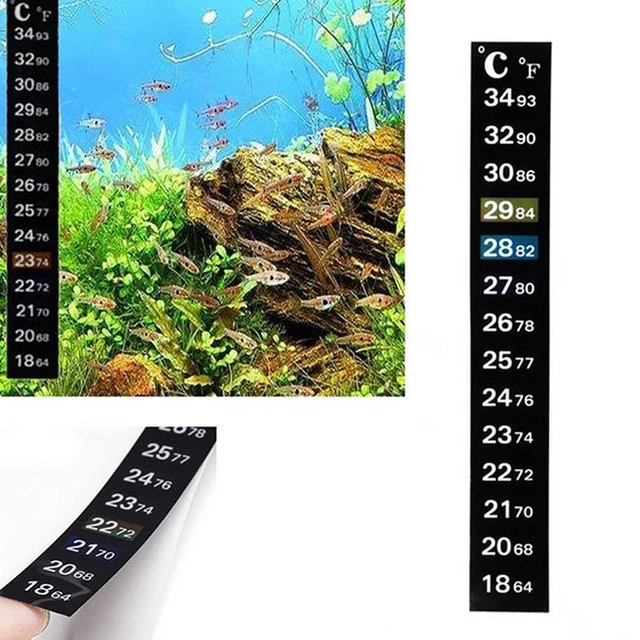 Nastro Adesivo Lcd Bastone Termometro Piatto Per Acquario Finestra Pesci I7Y1