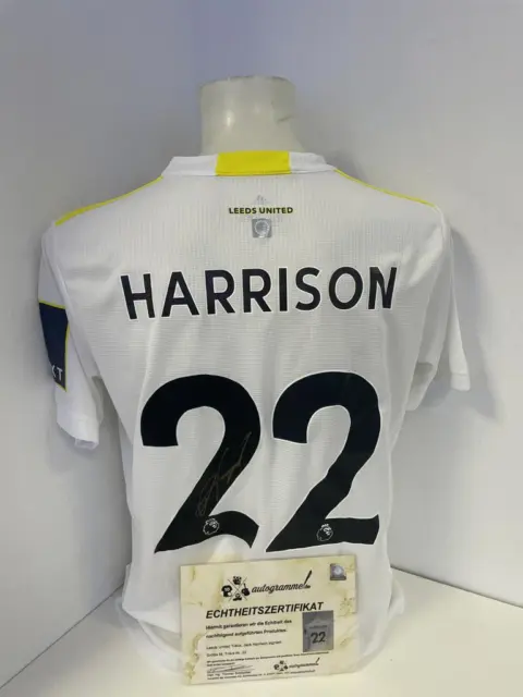 Leeds United jersey Jack Harrison signed autograph football England adidas M