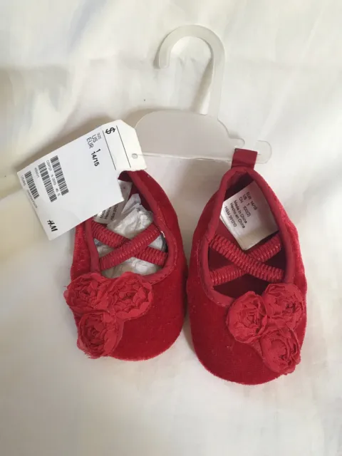 H & M Infant Baby Girls Mary Jane Dress Shoe Red Size 1 New