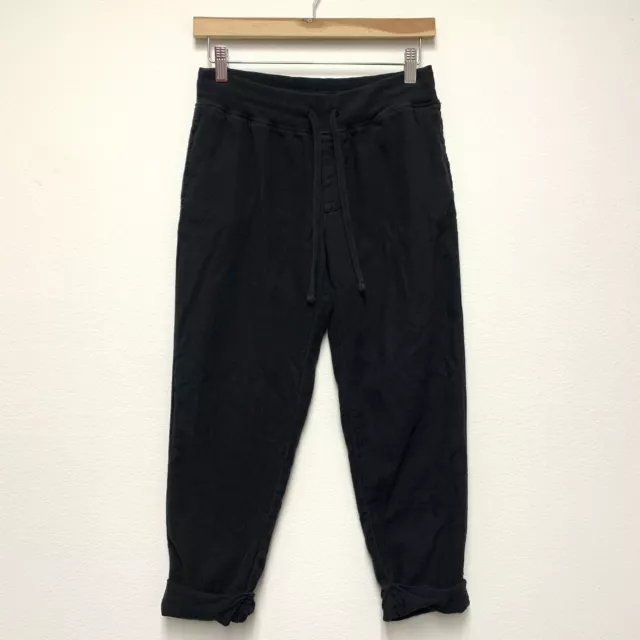 Standard James Perse Slub Drawstring Pants Size 1 XS/S Black Cuffed Cotton Drape