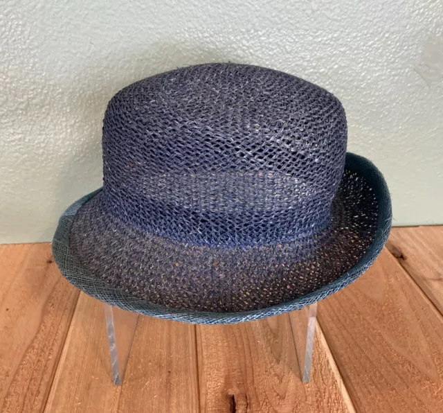 Neiman Marcus Womens Blue Straw Hat Made In Italy