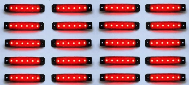 20X 24V LED Rot Seitenmarkierung Licht Lampe Lkw Anhänger Fahrwerk Wasserdicht